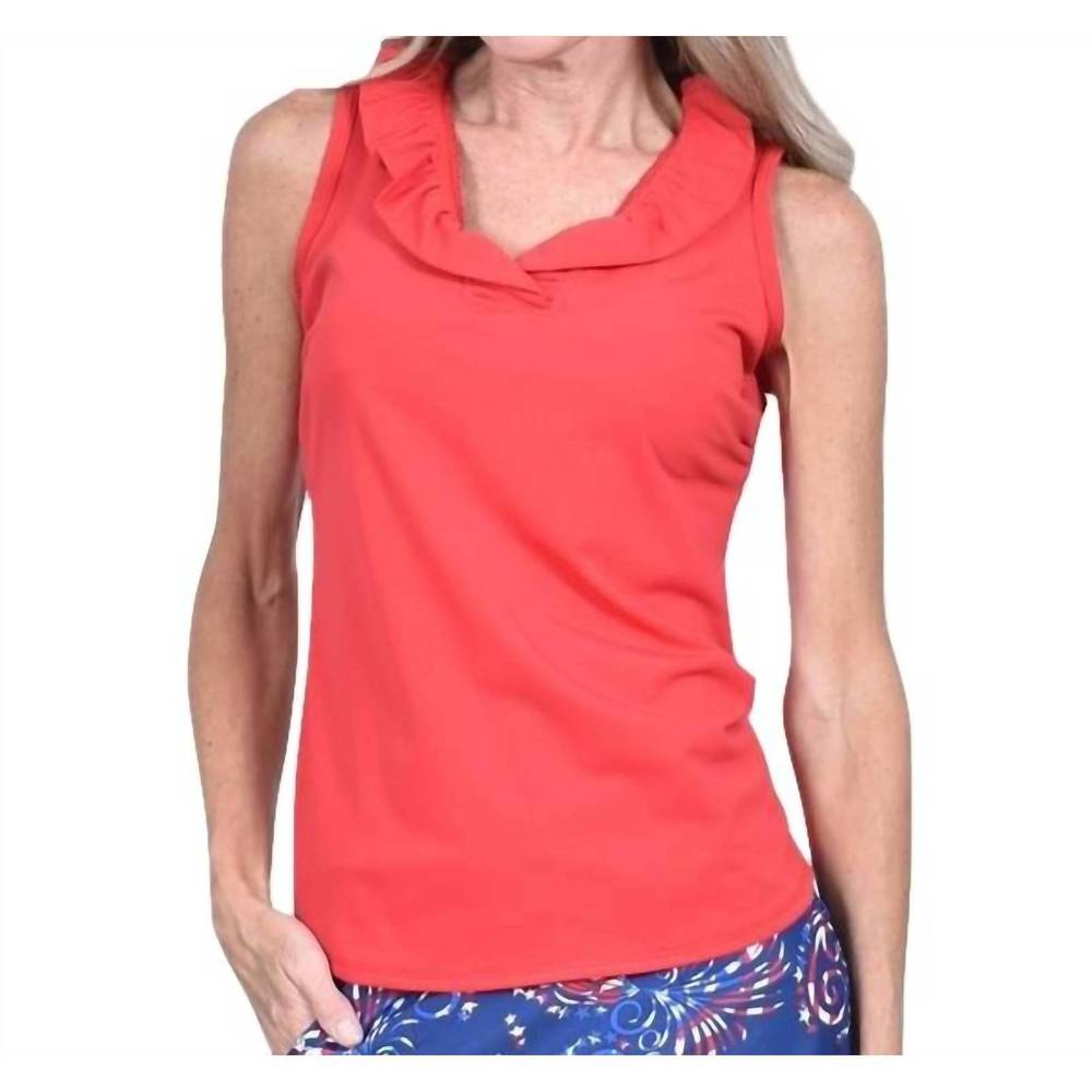 NEW SOUTHWIND pebble beach ruffle top in red